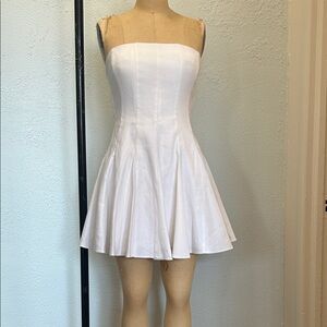Milly White Strapless Fit & Flare Mini Dress